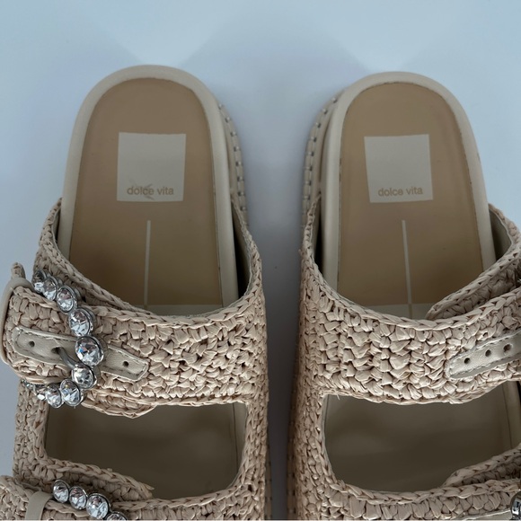 Dolce Vita Shauny Crystals Double Buckle Slide Sandals Beige - Size 6.5 - Picture 6 of 10
